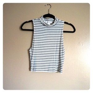 Striped mock neck crop top